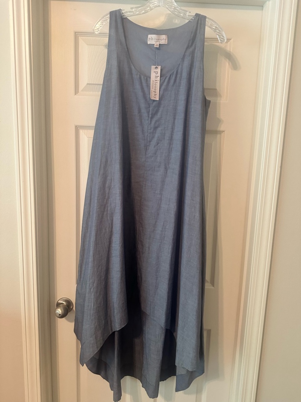 Philosophy Light Blue Linen-Blend Scoop Neck Sleeveless Dress Size M